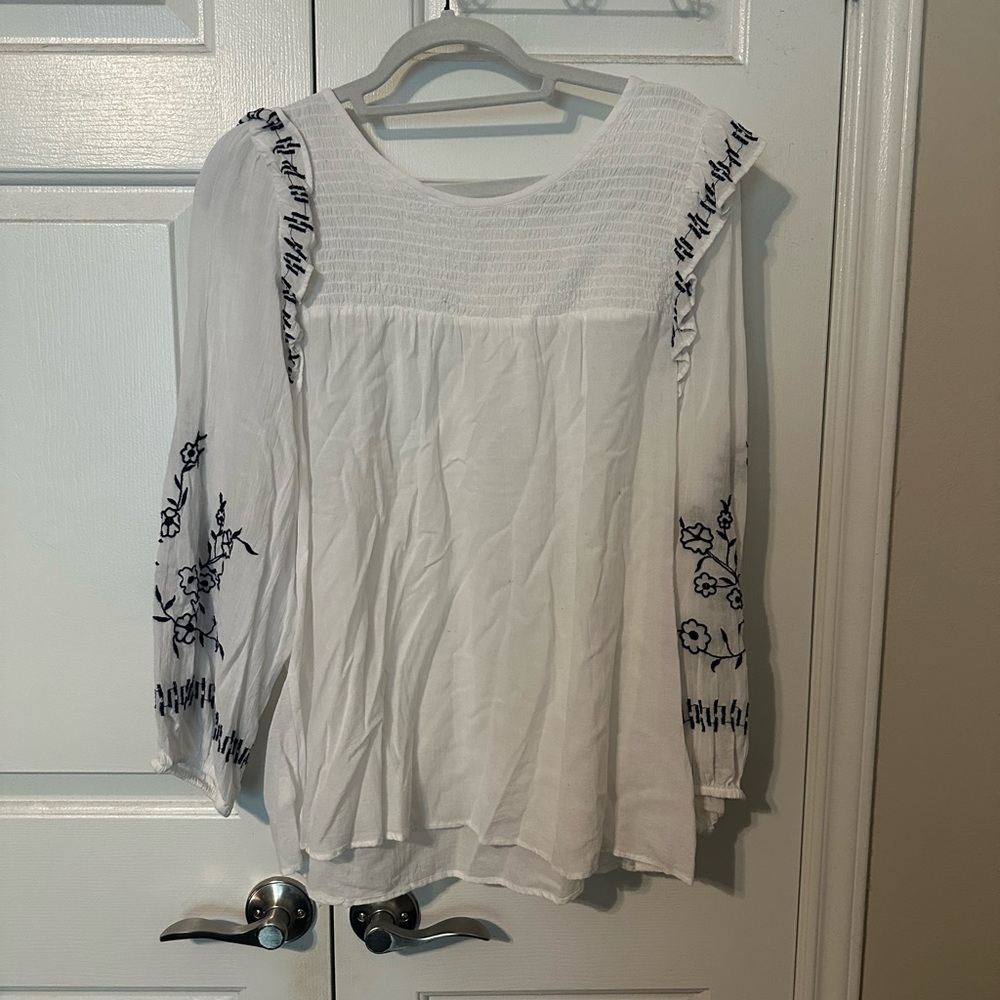 LOFT Black and White Blouse